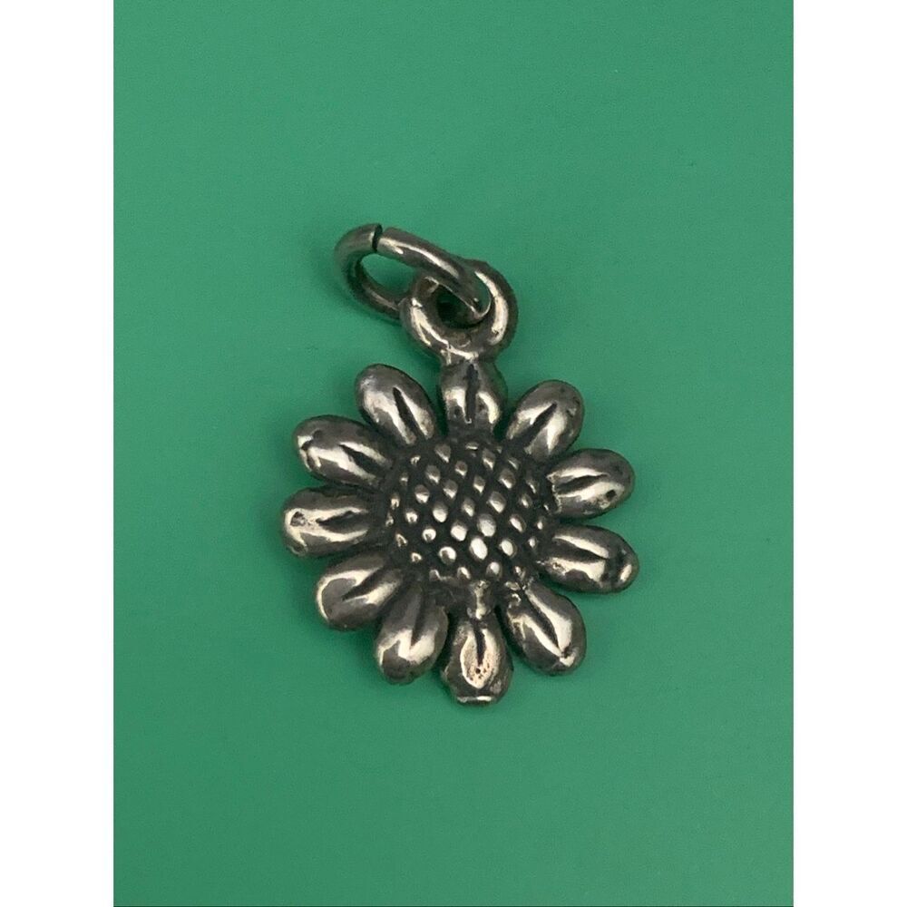 .925 Sunflower Sterling Silver Jewelry Charm #flower